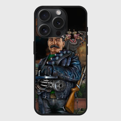 Чехол силиконовый для Apple iPhone 15 Pro матовый Сталин 3