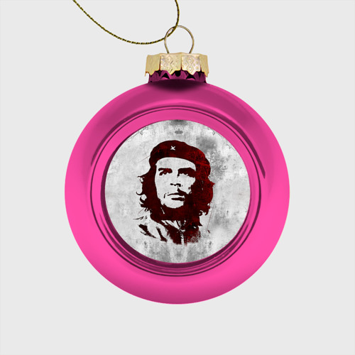 Стеклянный ёлочный шар Че Гевара 1, цвет розовый