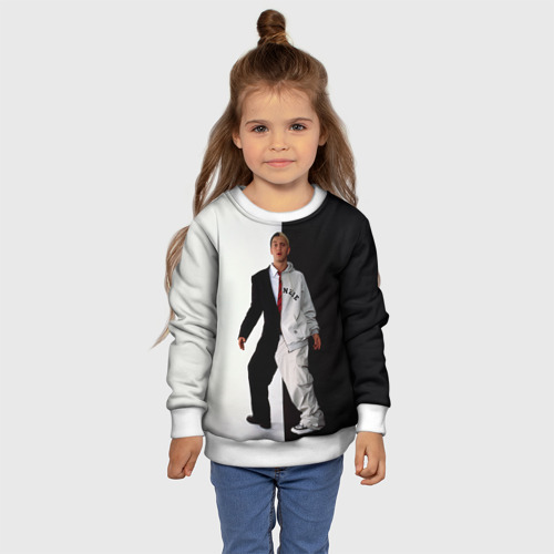 Детский свитшот 3D Эминем в половинчатом костюме black-white, цвет 3D печать - фото 7