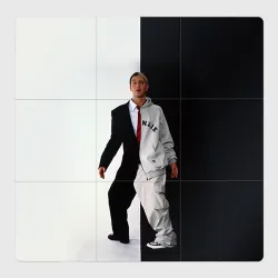 Магнитный плакат 3Х3 Эминем в половинчатом костюме black-white
