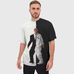 Мужская футболка oversize 3D Эминем в половинчатом костюме black-white - фото 2