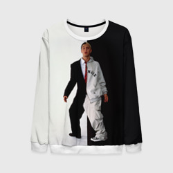 Мужской свитшот 3D Эминем в половинчатом костюме black-white