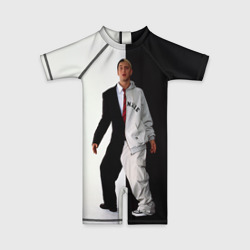 Детский купальный костюм 3D Эминем в половинчатом костюме black-white
