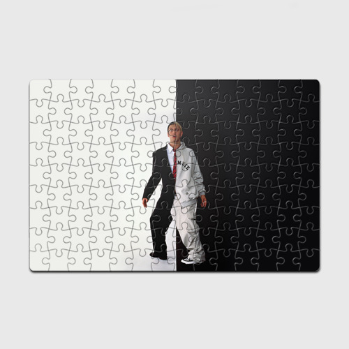 Головоломка Пазл магнитный 126 элементов с принтом Эминем в половинчатом костюме black-white, вид спереди №1