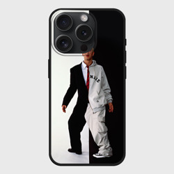 Чехол силиконовый для Apple iPhone 15 Pro матовый Эминем в половинчатом костюме black-white