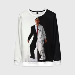 Женский свитшот 3D Эминем в половинчатом костюме black-white