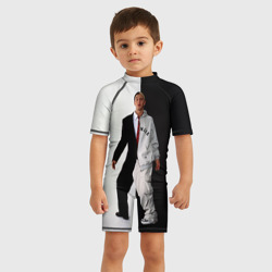 Детский купальный костюм 3D Эминем в половинчатом костюме black-white - фото 2