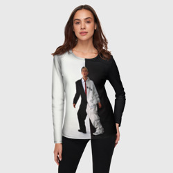 Женский лонгслив 3D Эминем в половинчатом костюме black-white - фото 2