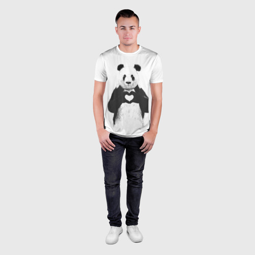 Мужская футболка 3D Slim Панда Love, цвет 3D печать - фото 4