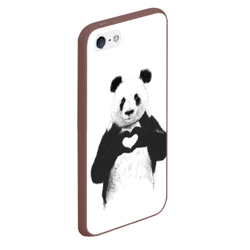 Чехол для iPhone 5/5S матовый Панда Love, цвет коричневый - фото 3