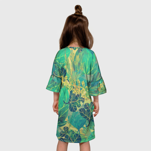 Детское платье 3D Узор из листьев, цвет 3D печать - фото 5