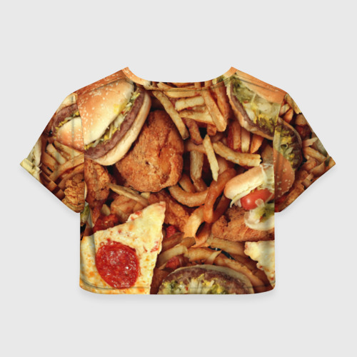 Женская футболка Crop-top 3D FASTFOOD, цвет 3D печать - фото 2