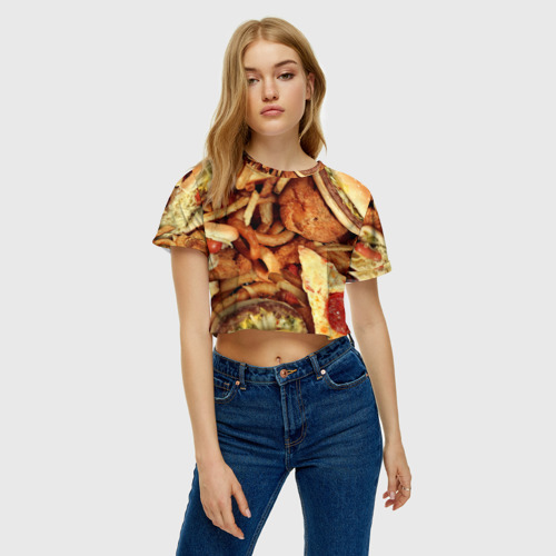 Женская футболка Crop-top 3D FASTFOOD - фото 4