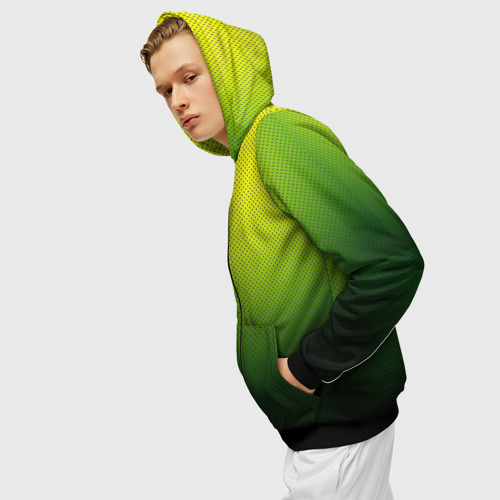 Мужская толстовка 3D на молнии Зелёная текстура, цвет черный - фото 5
