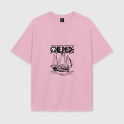 Женская футболка Oversize хлопок texturе One piece корабль