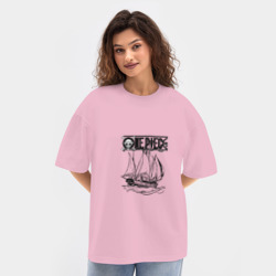 Женская футболка Oversize хлопок texturе One piece корабль - фото 2