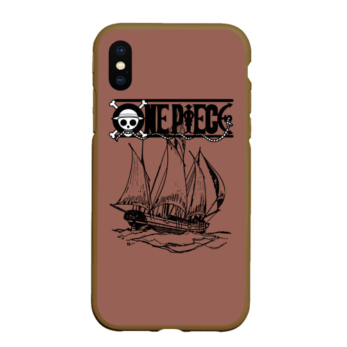 Чехол для iPhone XS Max матовый One piece корабль, цвет коричневый