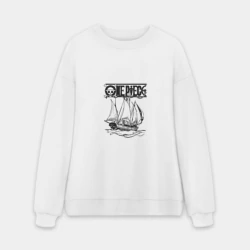 Мужской свитшот oversize без начеса хлопок One piece корабль