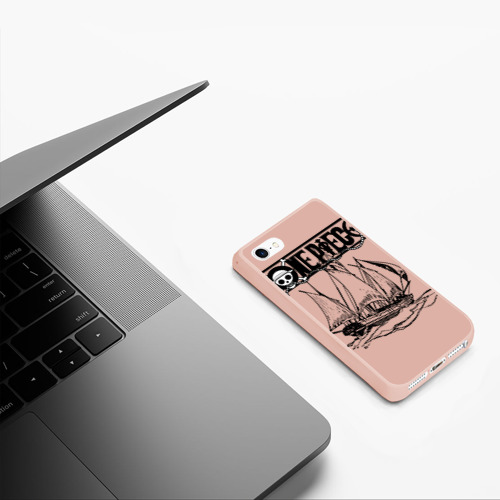 Чехол для iPhone 5/5S матовый One piece корабль, цвет светло-розовый - фото 5