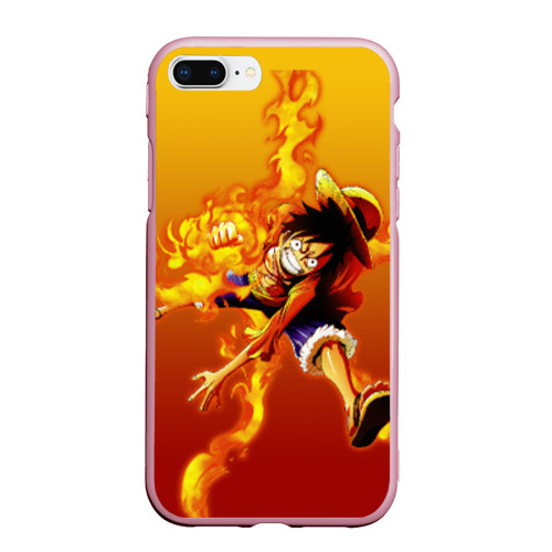 Чехол для iPhone 7Plus/8 Plus матовый Луффи из One Piece, цвет розовый