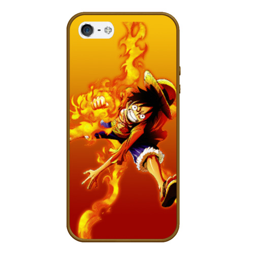 Чехол для iPhone 5/5S матовый Луффи из One Piece, цвет коричневый