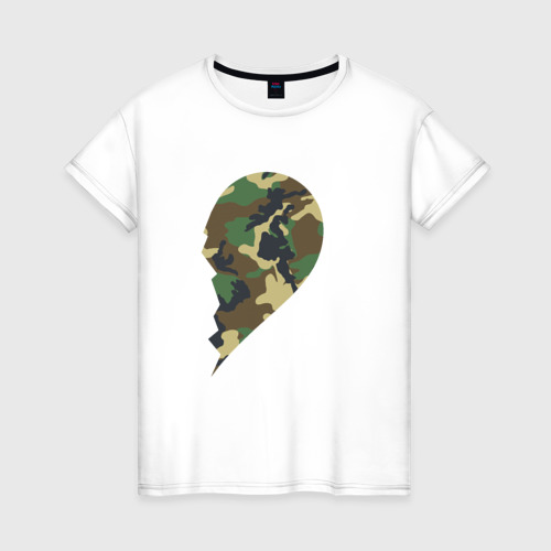 Женская футболка хлопок Camo heart woman, цвет белый