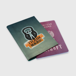 Обложка для паспорта матовая кожа Train hard 2 - фото 2