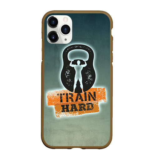 Чехол для iPhone 11 Pro Max матовый Train hard 2, цвет коричневый