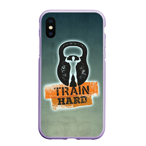 Чехол для iPhone XS Max матовый Train hard 2, цвет светло-сиреневый