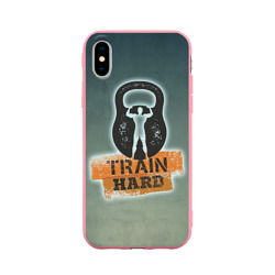 Чехол для iPhone X матовый Train hard 2