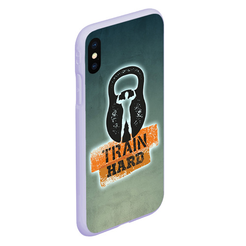 Чехол для iPhone XS Max матовый Train hard 2, цвет светло-сиреневый - фото 3