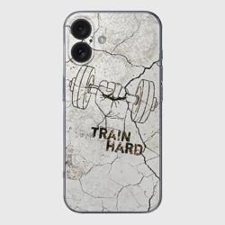Чехол для iPhone 16 силиконовый с защитой камеры Train hard 5