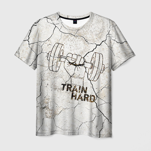 Мужская футболка с принтом Train hard 5, вид спереди №1