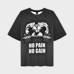 Мужская футболка oversize 3D No pain no gain штангист