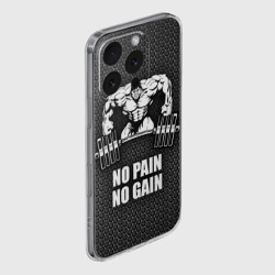 Чехол для iPhone 16 Pro Max силиконовый с защитой камеры No pain no gain штангист - фото 2