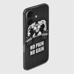 Чехол для iPhone 16 силиконовый с защитой камеры No pain no gain штангист - фото 2