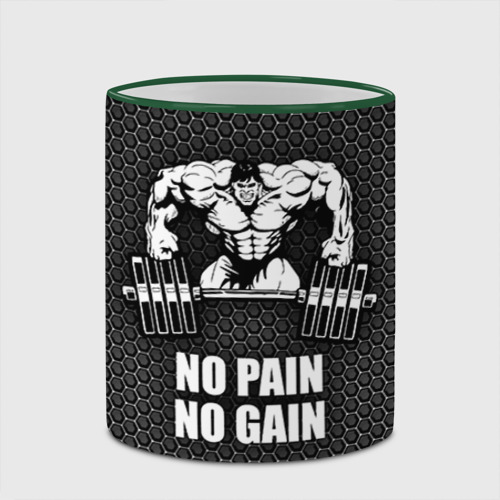 Кружка с полной запечаткой No pain no gain штангист, цвет Кант зеленый - фото 4