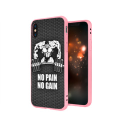 Чехол для iPhone X матовый No pain no gain штангист - фото 2