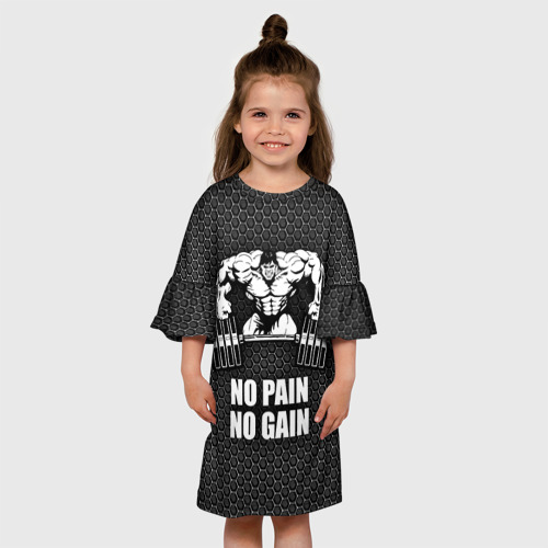 Детское платье 3D No pain no gain штангист, цвет 3D печать - фото 4