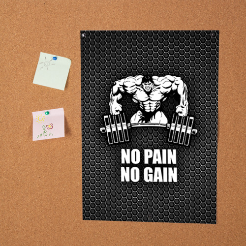 Постер No pain no gain штангист - фото 2