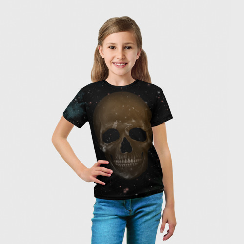 Детская футболка 3D Череп в космосе, цвет 3D печать - фото 5