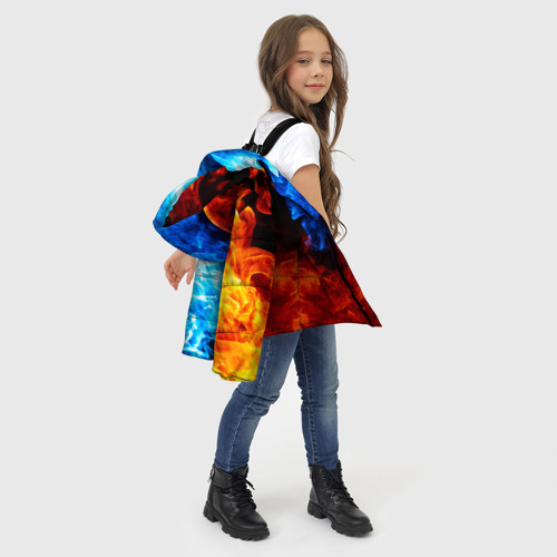 Зимняя куртка для девочек 3D Битва огней, цвет светло-серый - фото 6