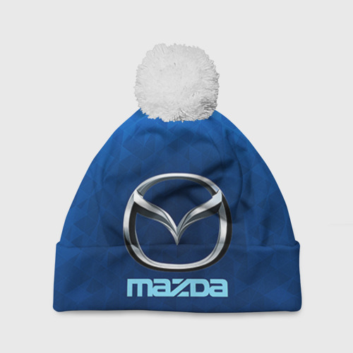 Шапка 3D c помпоном Mazda, цвет 3D печать