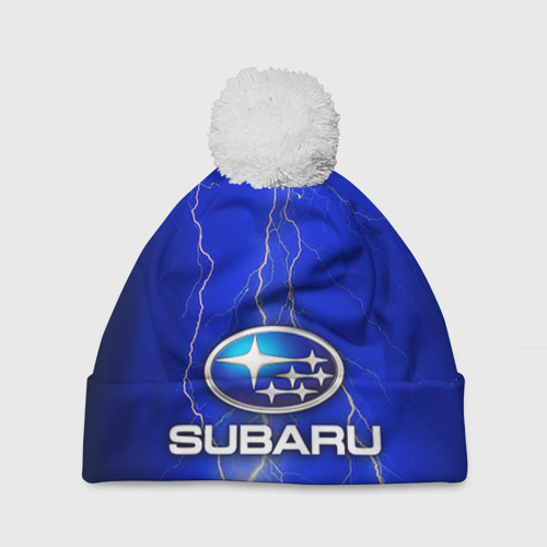 Шапка 3D c помпоном Subaru, цвет 3D печать