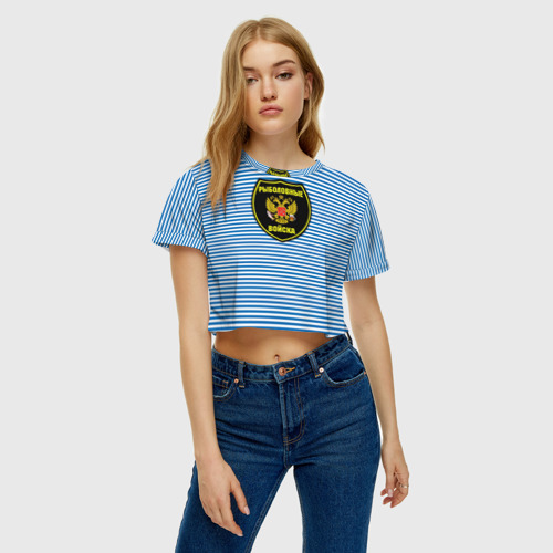 Женская футболка Crop-top 3D Рыболовные войска, цвет 3D печать - фото 3