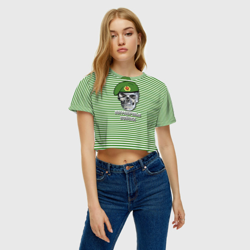 Женская футболка Crop-top 3D Погранвойска, цвет 3D печать - фото 3