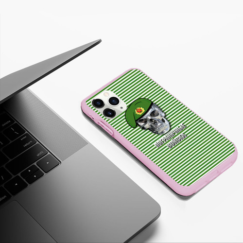 Чехол для iPhone 11 Pro Max матовый Погранвойска, цвет розовый - фото 5