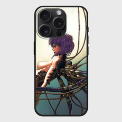 Чехол силиконовый для Apple iPhone 15 Pro матовый Аниме призрак в доспехах с проводами