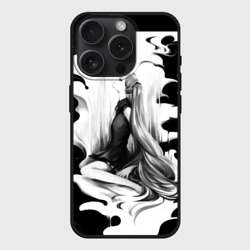 Чехол силиконовый для Apple iPhone 15 Pro матовый Черно-белая Мику Хацунэ