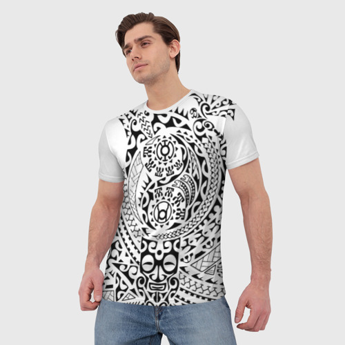 Мужская футболка 3D Узор на белом, цвет 3D печать - фото 3